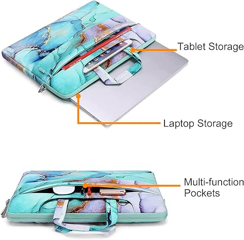 Miniatura 2 de MOSISO Bolsa de hombro para laptop compatible con Dell XPSHP PavilionIdeapadAcerAlienwareHP Omen funda de maletín de transporte con cinturón mármol
