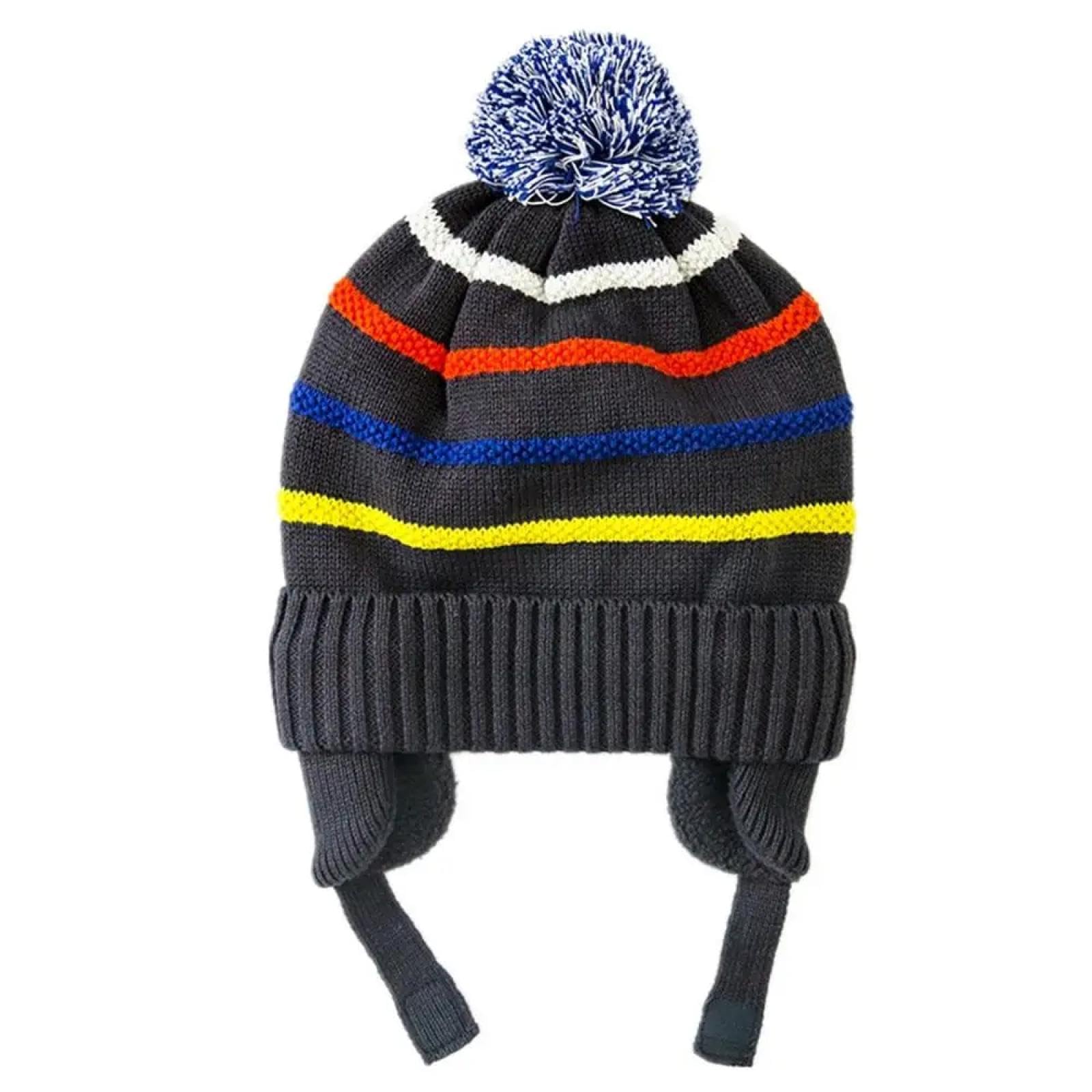 Gorros De Punto para Sombrero Tejido Beanie Gorro De Punto A Rayas para Niños para Niños Forrado Suave con Gorro De Invierno Suave con Puño Cálido