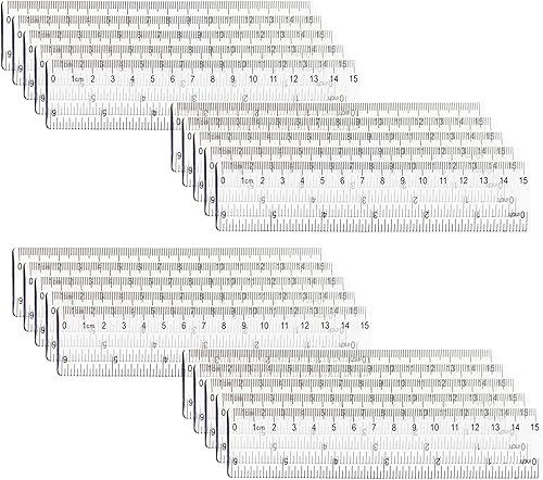 Chris.W Paquete de 20 reglas rectas de plástico transparente de 6 pulgadas, flexibles con pulgadas y métricas para el aula escolar, el hogar u
