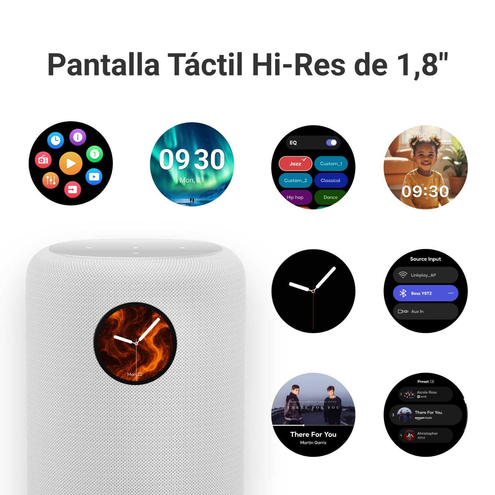WiiM Sound, Altavoz Inteligente Hi-Res con WiFi y Pantalla táctil, Blanco | 100W pico 2.1 estéreo, AI RoomFit, audio multiroom, emparejamiento estéreo, Wi-Fi 6E, control remoto por voz incluido