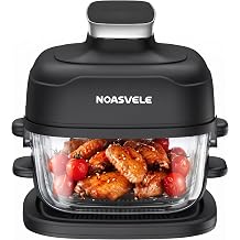 Glass Air Fryer with Crisper Plate, 4-in-1, AF115-1,Black