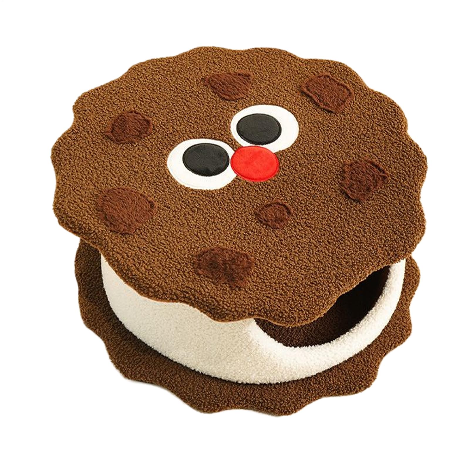 Niche pour chat confortable et lavable : panier amovible en forme de cookie original