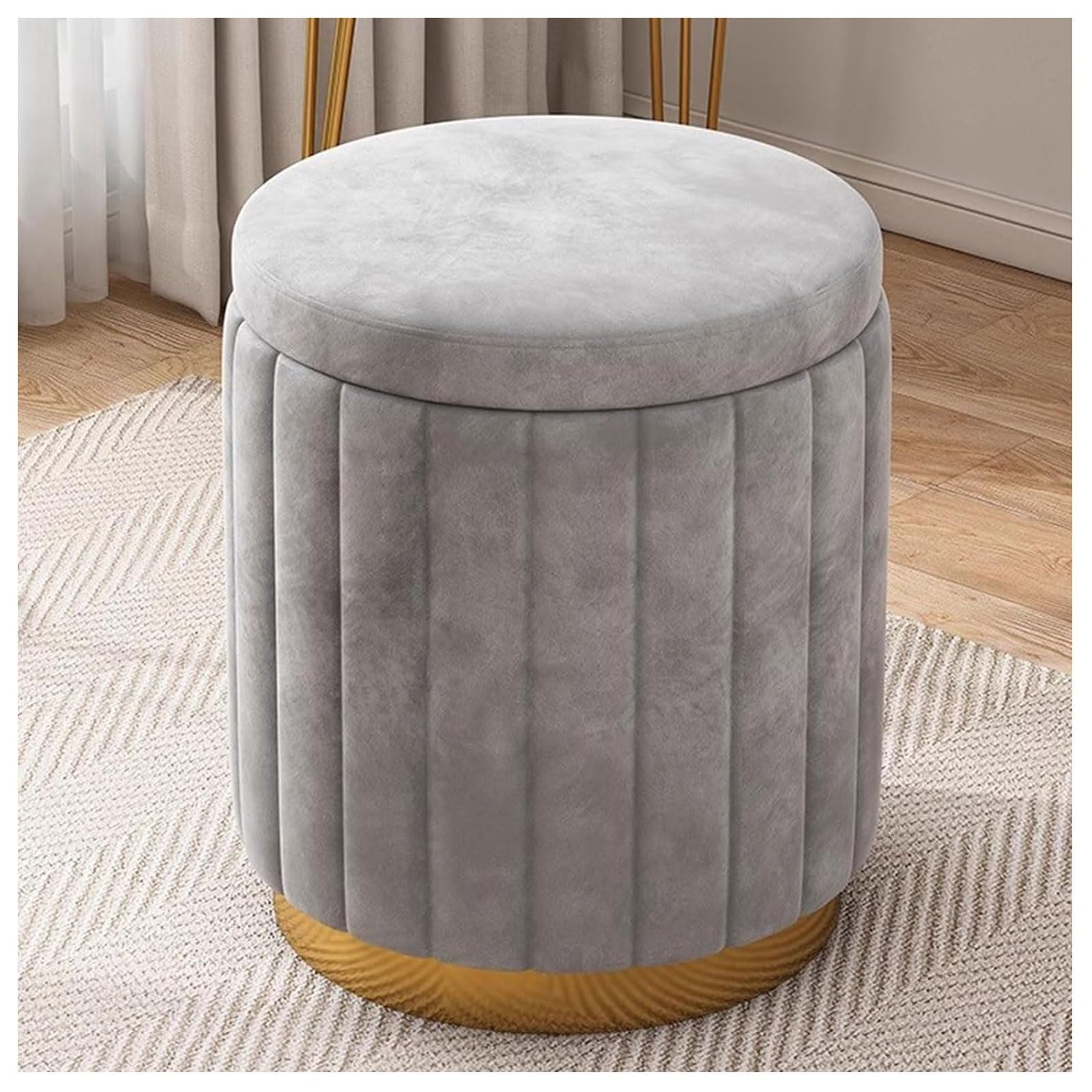 Tabouret de coiffeuse rembourré et coffre de rangement gain de place