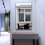 BEAUTME Grand miroir mural, noir, 60x36 Inch. Cadre en métal, suspension verticale ou horizontale, miroir de toilette, décoration maison