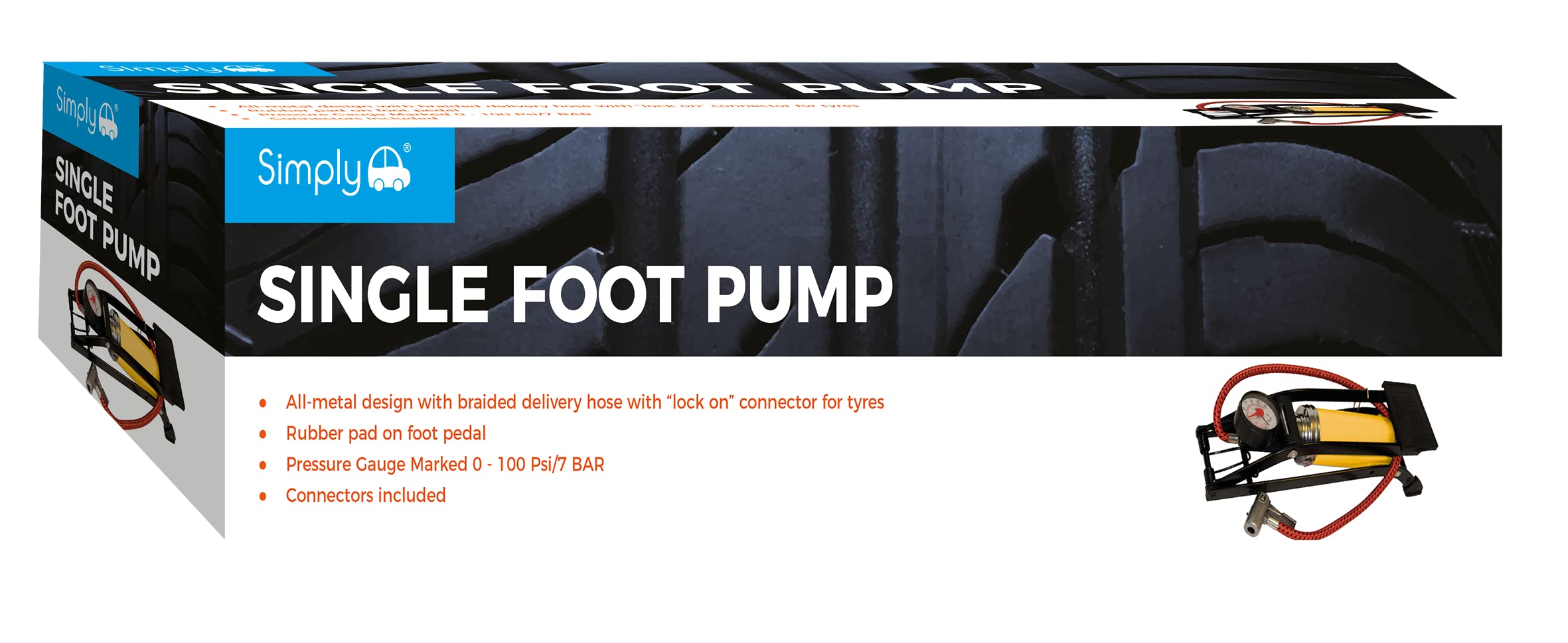 Double Barrel Cylinder Foot Pump Air Inflater Car Bicycle Bike Tyre Pool Ball