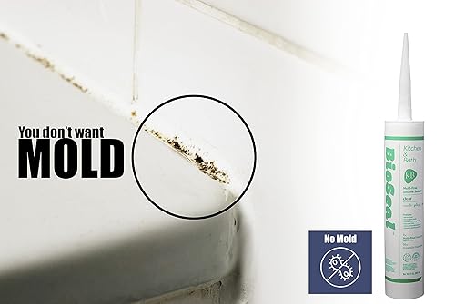 Miniatura 5 de Clear BioSeal 100% silicona selladora de calafateo de grado de cocina y baño, resistente al agua y sin olor, cartucho de 10.1 onzas, transparente,