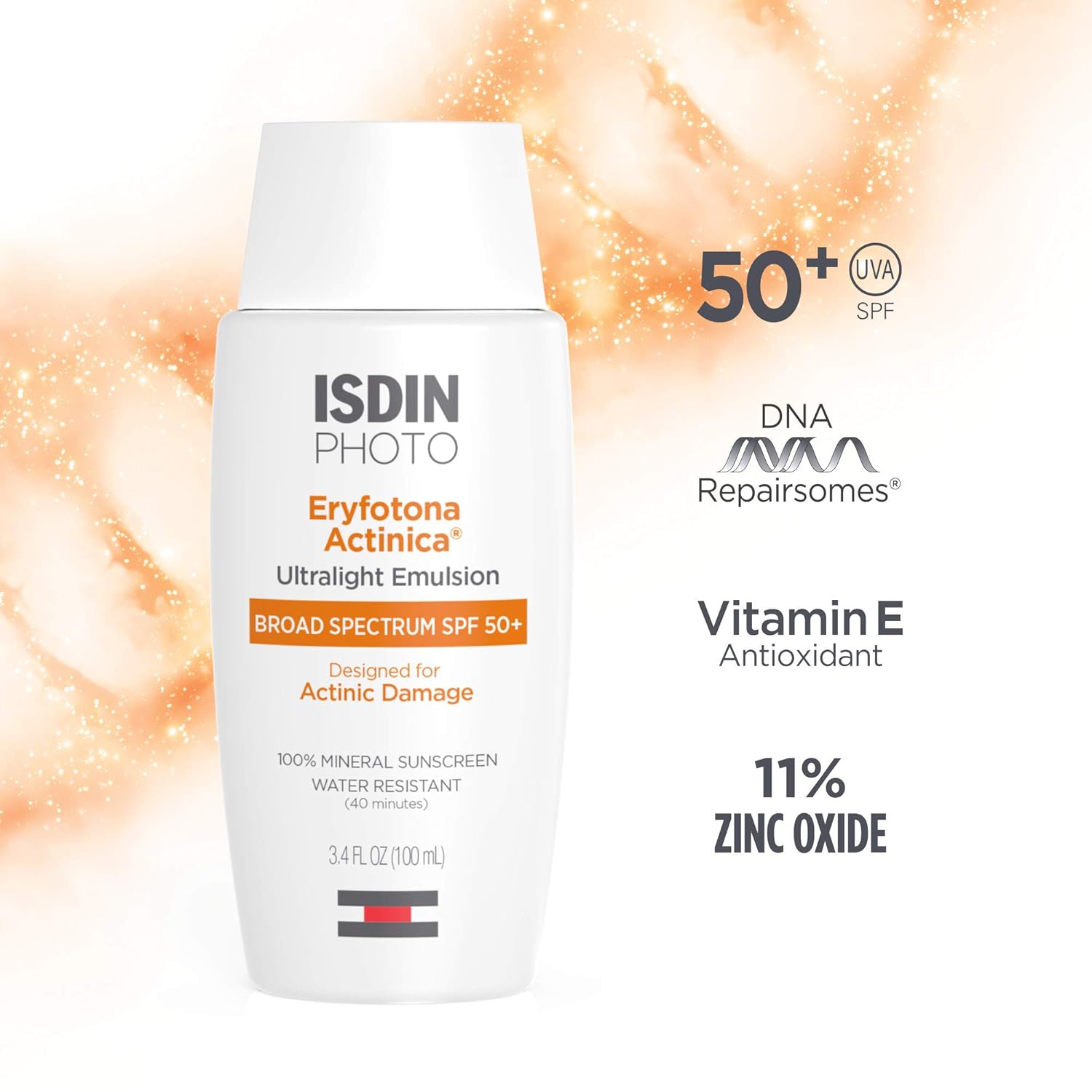 ISDIN Eryfotona Actinica Mineral Sunscreen SPF 50+ Zinc Oxide 3.4 Fl. Oz. : Beauty & Personal Care
