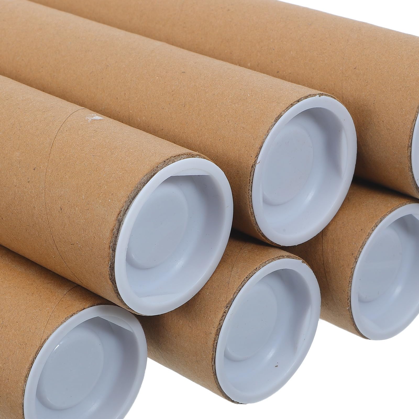 12 Piezas Tubo de Cartón Kraft Color Caqui con Tapas para Embalaje y Envío, Reutilizable y Ligero, Adecuado para Organizar en Casa y Proteger Planos y Manualidades