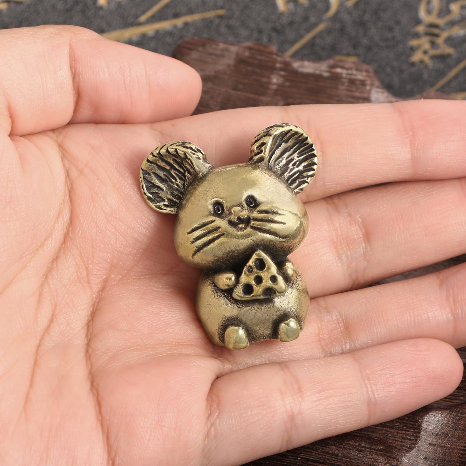 YANGPZFC Small Copper Mouse Ornament Rustic Brass Statue For Desk Decor, Handcrafted Vintage Sculpture