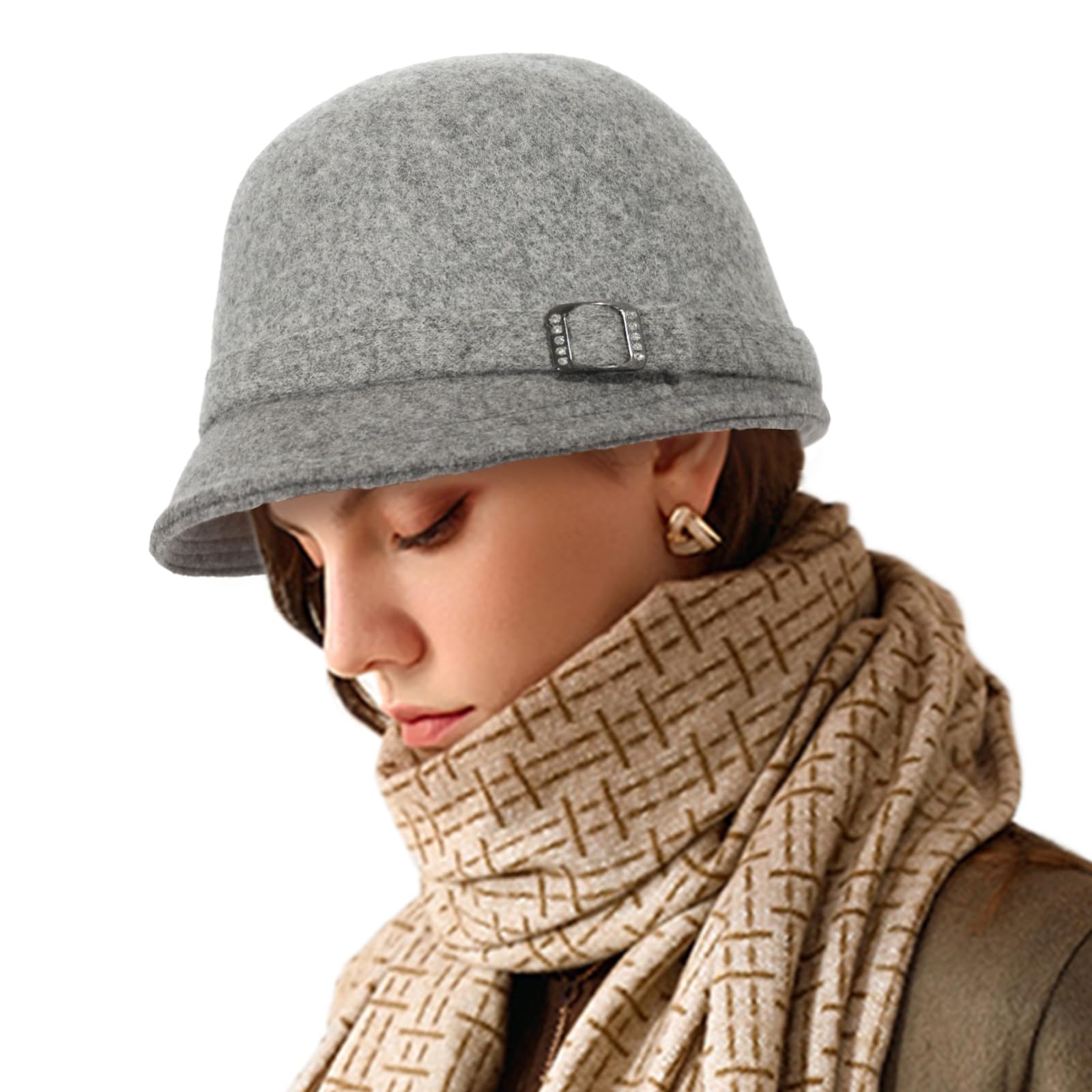 Winter Cloche 100% Wool Bucket Hat for Women Elegant Dress 1920s Vintage Fedora Hats Church Derby Party Fashion
