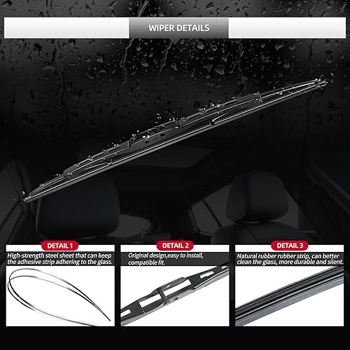Vista 23 de Juego de limpiaparabrisas trasero de automóvil para Audi Q8, GARDIMU para todas las estaciones, Q8 SQ8