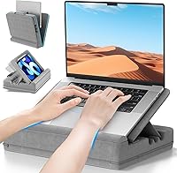 Vista 1 de Escritorio para laptop con cojín, almohada para computadora portátil para sofá, cama, automóvil, soporte de almohada ajustable para computadora