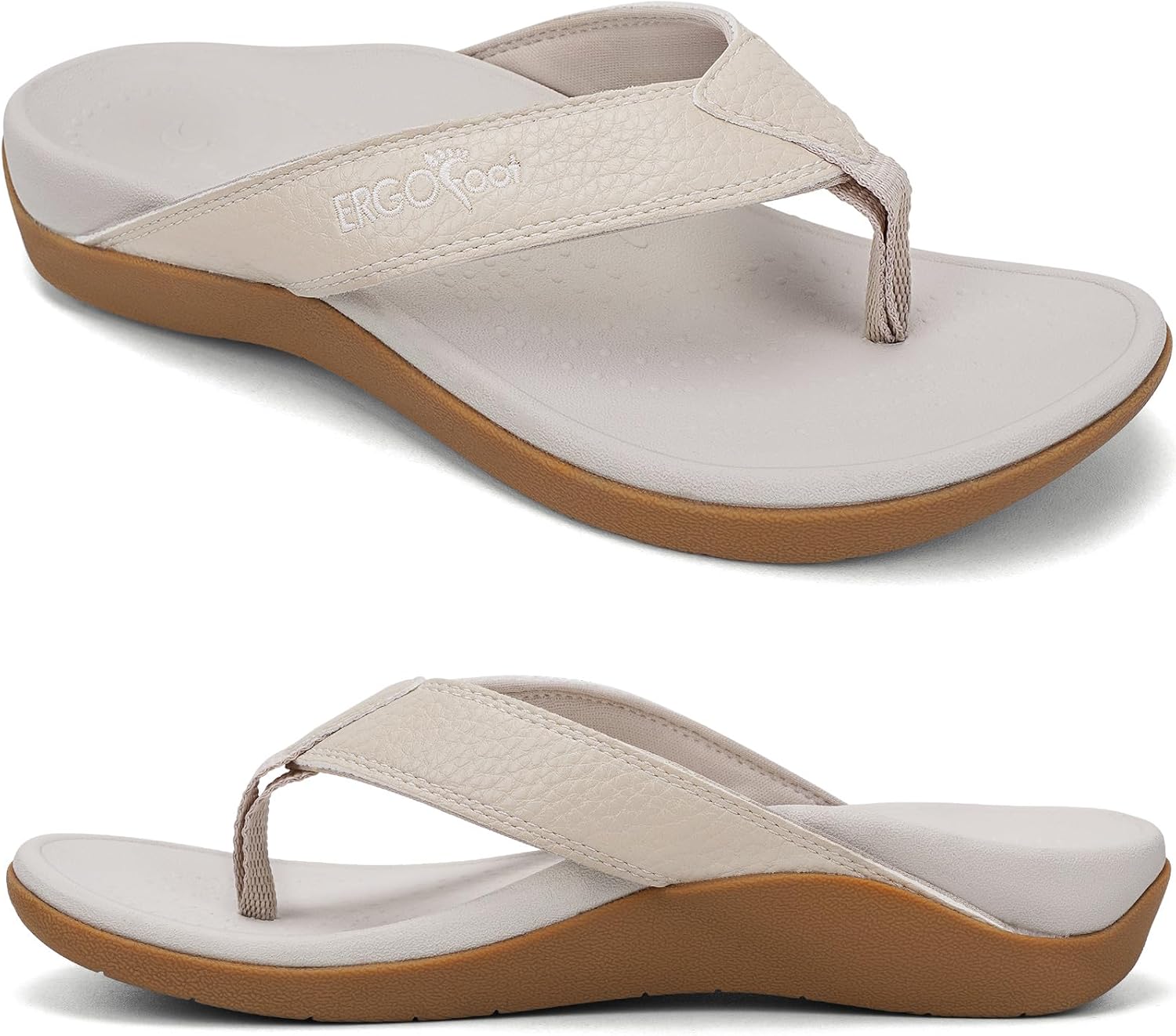 ERGOfoot Upgraded Orthotic Flip Flops with High Arch Support- Women’s and Men’s Thong Sandals- Walking Comfort with Orthopedic Support for Plantar Fasciitis, Flat Feet & Heel Spur- Beach Slippers