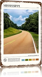 Mississippi Vintage Poster Home Decor Countries City Attraction Travel Scenery,For Living Room, Bedroom, Office, Restaurant,Metal Sign Wall Art 8 X 12 Inch