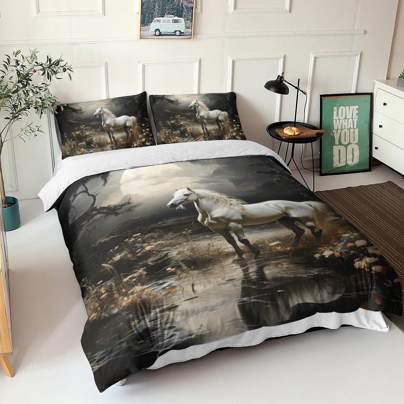 Parure de lit fermeture éclair sans repassage ensemble 3D pour lit ado et adulte