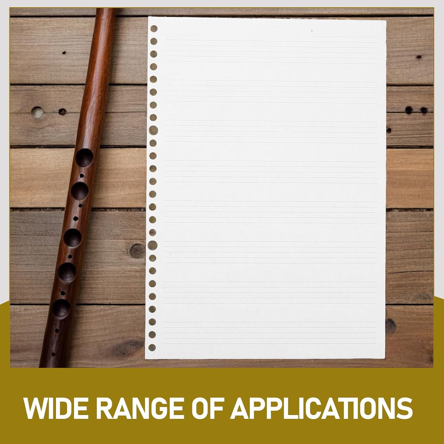 MAGICLULU 2pcs Loose-page Music Manuscript Staff Paper Refill, 10x7" Blank Staff Notebook Sheets Wide Spacing, Precision-printed Music Sheet Refill Paper for Students and Musicians