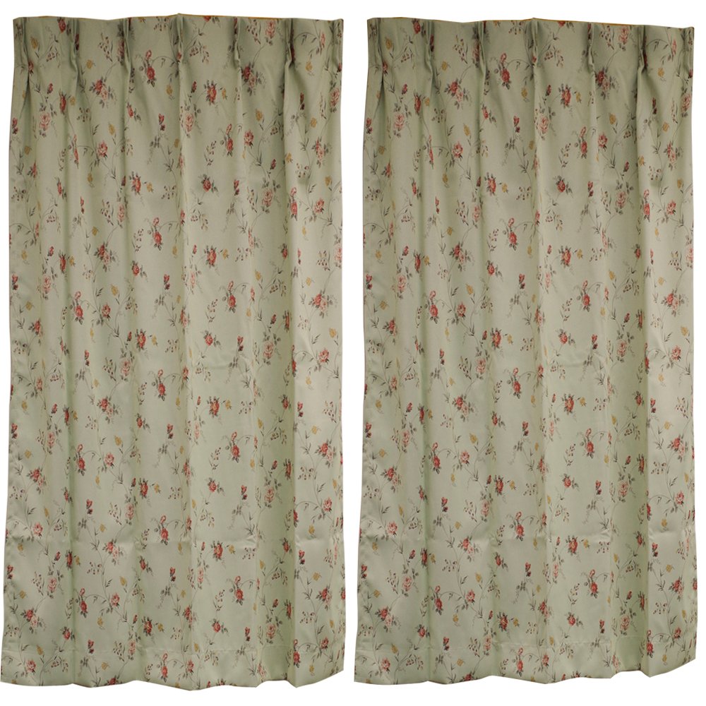 Amazon｜オーダーカーテン 遮光 カーテン リトルフラワー グリーン 幅