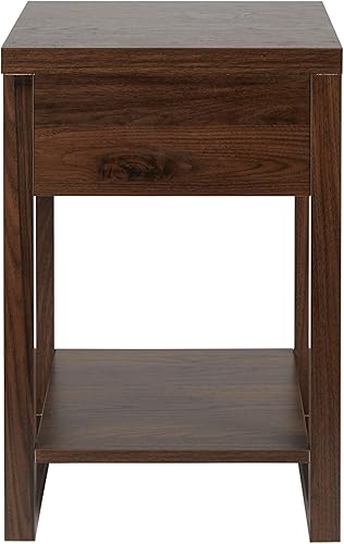 Miniatura 6 de Decor Therapy Hadley - Mesa decorativa con cajón lateral de almacenamiento de 23 pulgadas, nogal Nuez,Madera natural