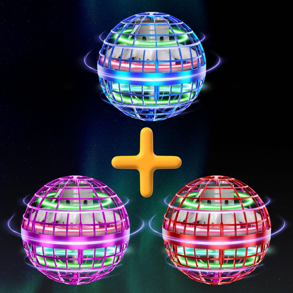 Tikduck 1 Pack Blue Flying Orb Ball, 1 Pack Red Flying Orb Ball, 1 Pack Pink Flying Orb Ball, 2024 Cool Stuff Christmas Birthday Toy Gift, for Kids Age 6 7 8 9 10