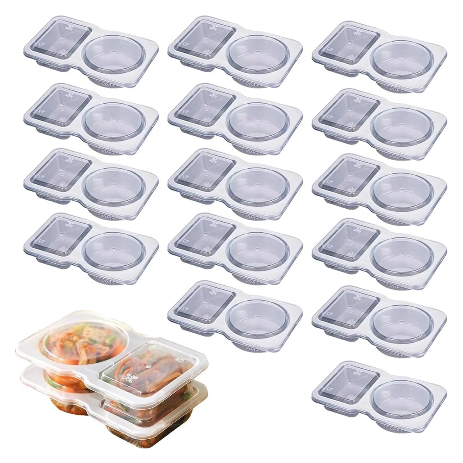 Clarture 10/15/20pcs Leak Proof Sauce Containers with Lids | Food Grade PP Plastic Snack and Sauce Storage Boxes