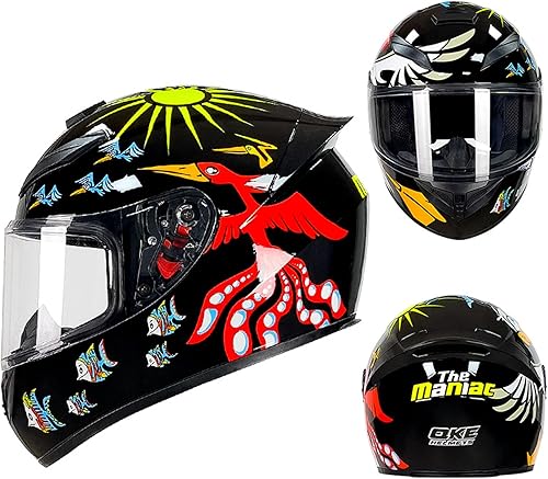 Miniatura 3 de Casco de motocicleta de carreras de motocross, casco de cara completa con visera interna tintada y aprobado por DOT para ciclomotor, ATV, Cruiser