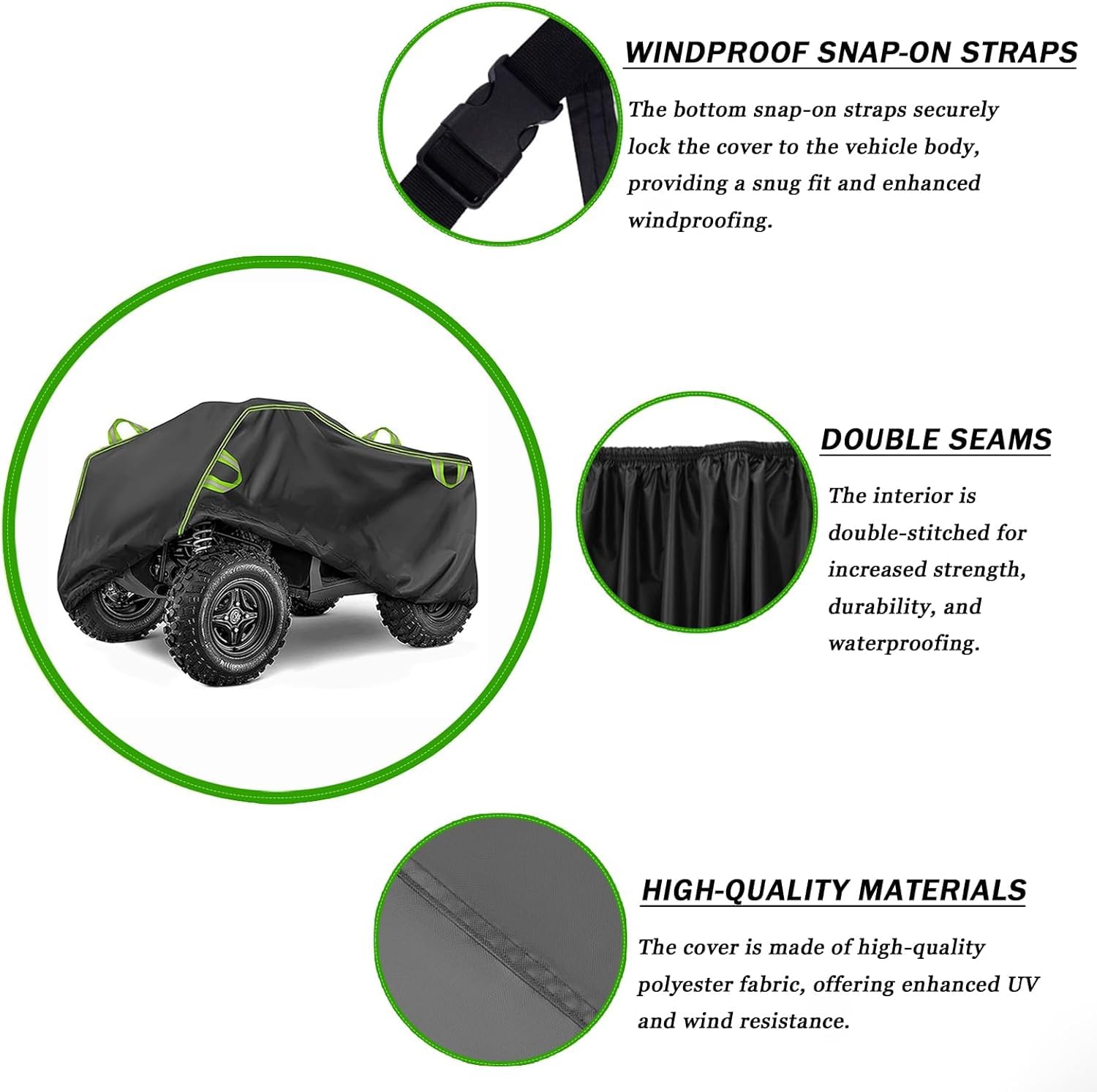 Cubierta de ATV para ODES PATHCROSS 650 2018-2023 2024 2025 2026+, Oxford Cubierta Protectora Exterior con Banda Reflectante All Weather Antiviento UV,A/Green