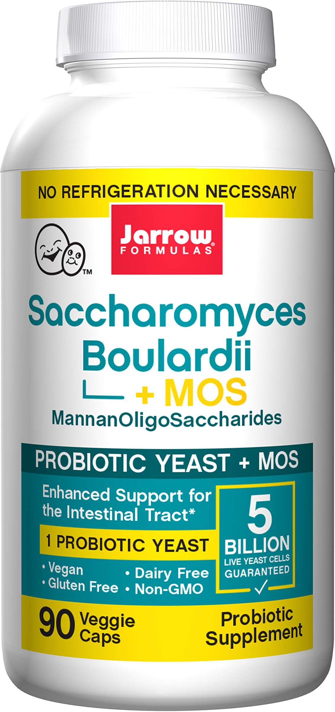 Saccharomyces Boulardii + MOS, 5 Billion Organisms Per Cap, for Intestinal and Digestive Support, 90 Count (Cool Ship, Pack of 3)