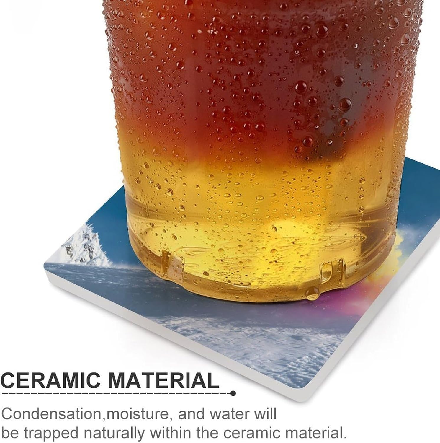 Colorful Snowmobile Player Sport Coaster for Drinks Square Ceramic Table Coasters Stone Mat Crafts 6PCS Home Kitchen Decor