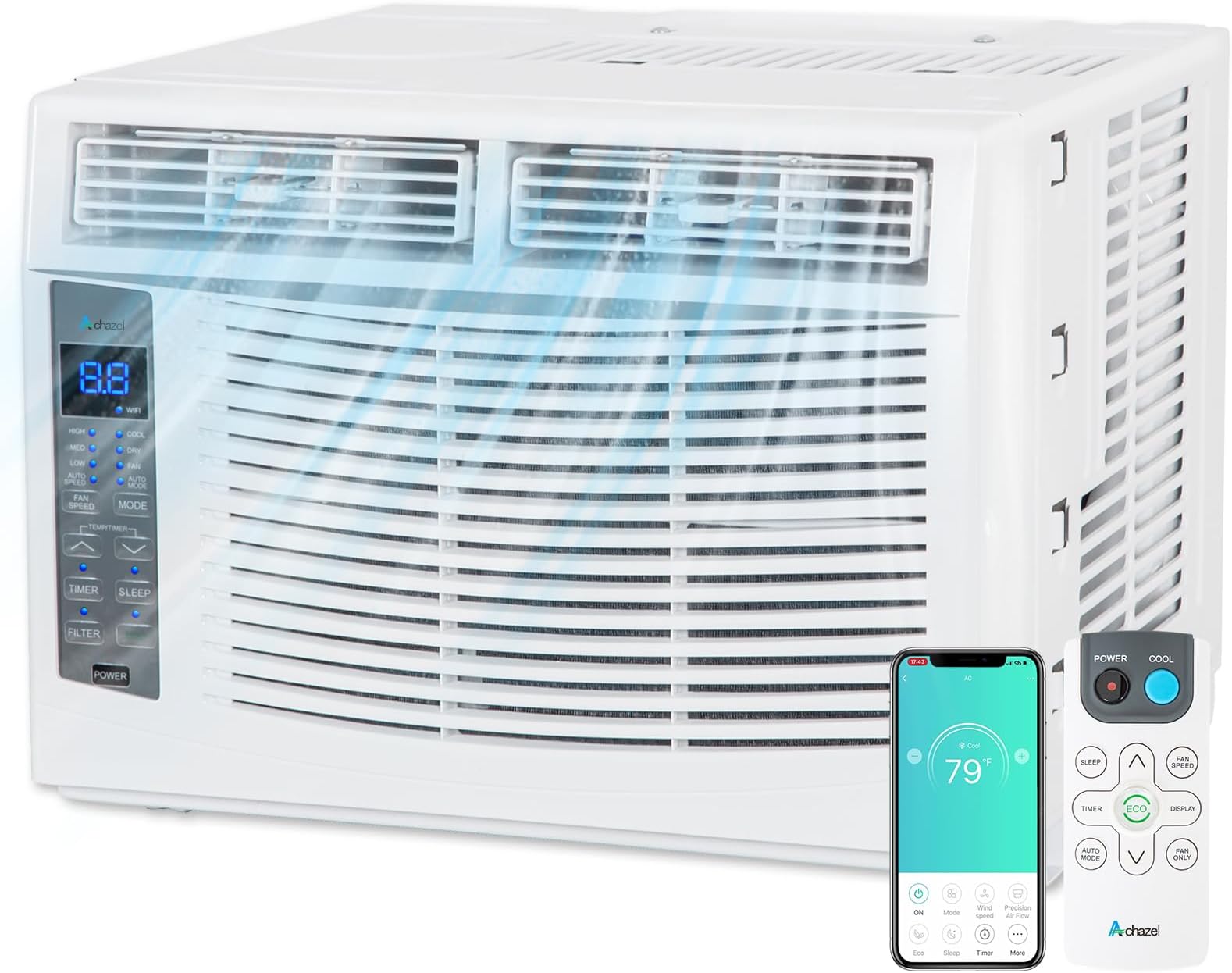 6000 BTU Window Air Conditioner with WiFi, Smart Window AC Unit with Remote, Energy Saving, Easy Install Kit, Cools up to 250 Square Feet