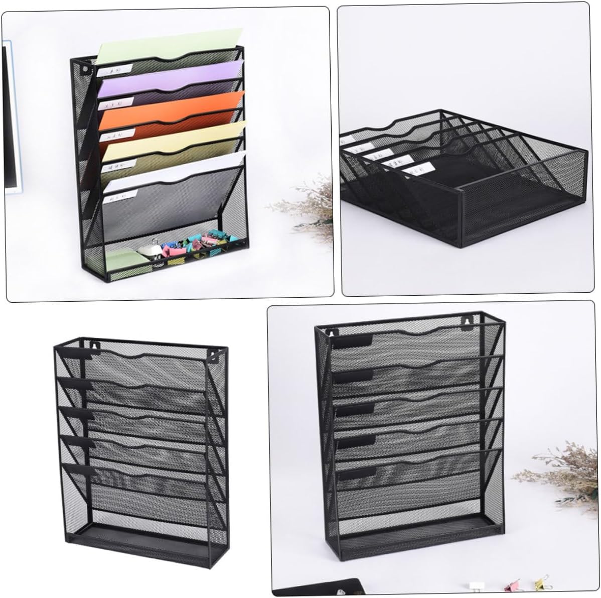 Metal Wall Mounted File Rack Office Organization Storage Mail Organizer Wall Mount Organizer Storage