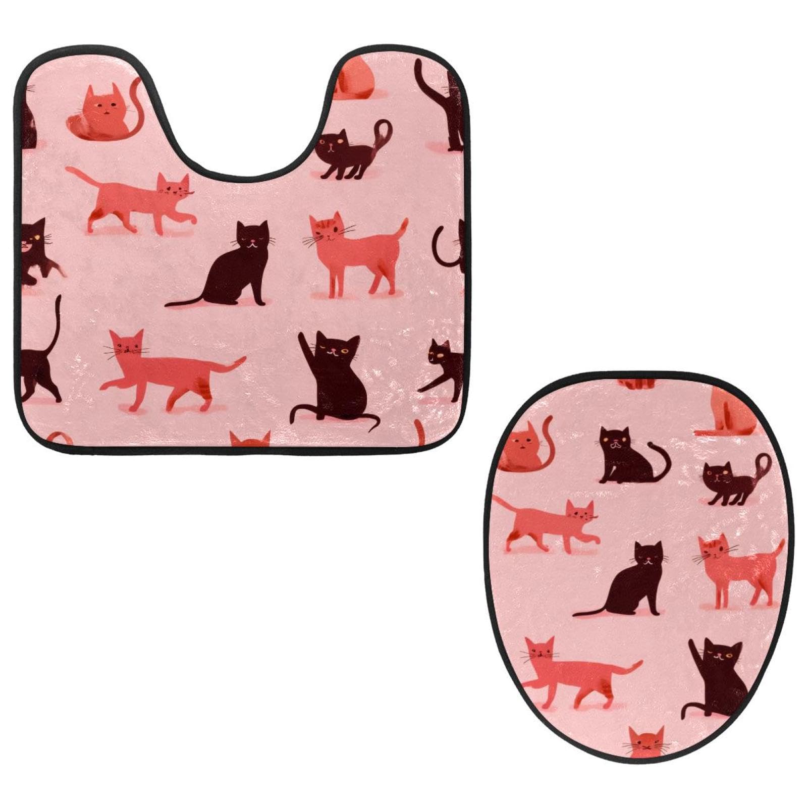 2 Pieces Flannel Toilet Contour Mat and Toilet Lid Cover, Soft Toilet Lid Cover Set Machine Washable Non Slip Contour Mat for Bathroom Decor Accessories