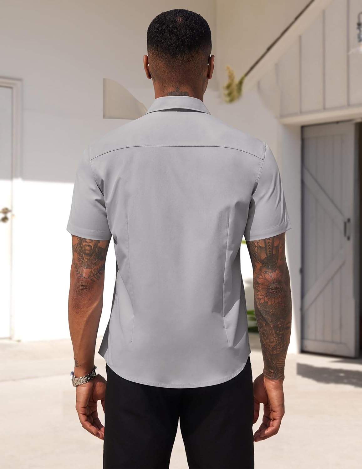 COOFANDY Men's Short Sleeve Casual Button Down Shirt Business Untucked Dress Shirts with Pocket - Image 5