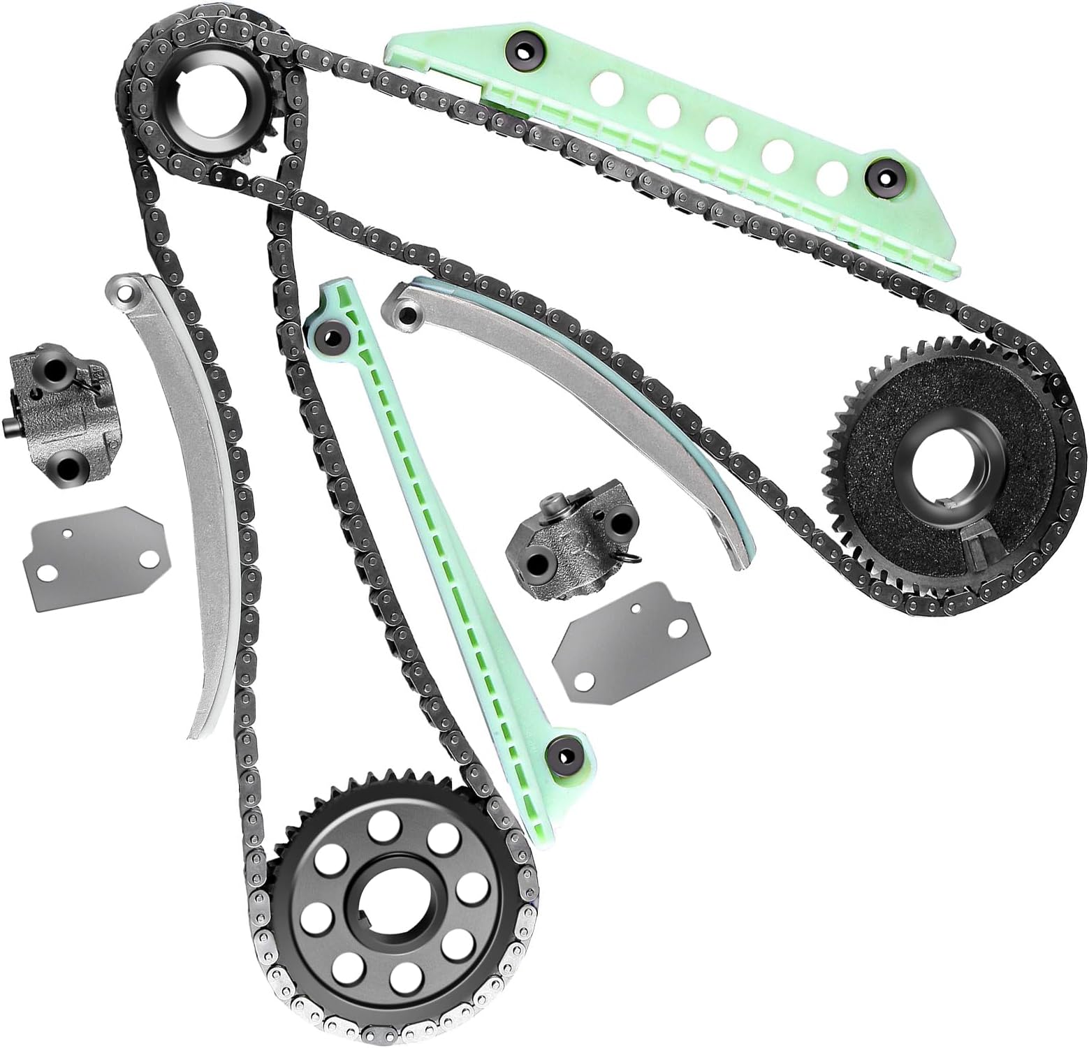 Timing Chain Kit fits for Ford for F-150, 1997-2007 for ford E150 for F150 Explorer Expediton 4.6 281CID WINDSOR,w/Timing Chains Crank Sprocket Tensioner Guide rails