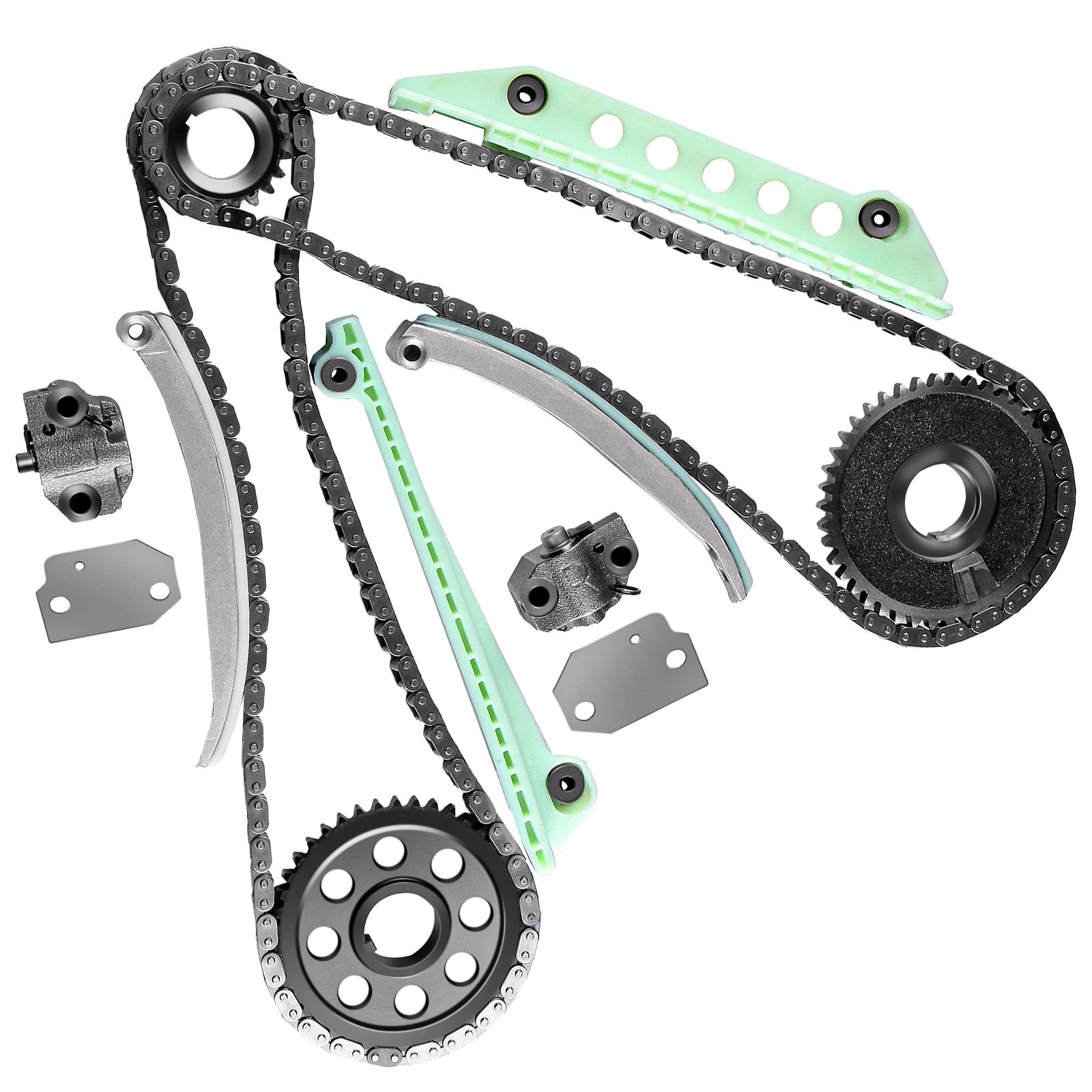 Timing Chain Kit fits for Ford for F-150, 1997-2007 for ford E150 for F150 Explorer Expediton 4.6 281CID WINDSOR,w/Timing Chains Crank Sprocket Tensioner Guide rails