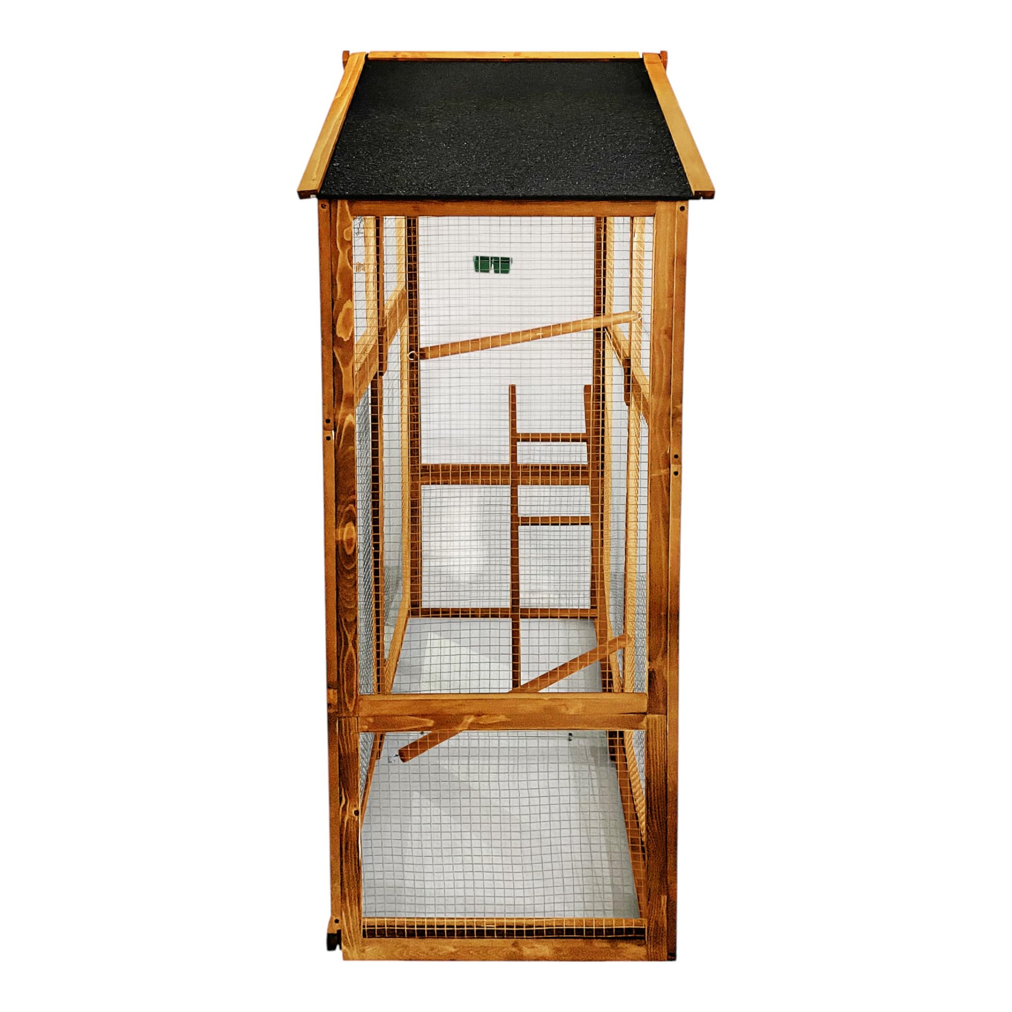 Voliera in legno di abete impregnato, 115 x 58 x 164 cm, colore: marrone/grigio - Gabbia per uccelli con cassetto estraibile - gabbia per uccelli - gabbia per pappagalli - Gabbia per