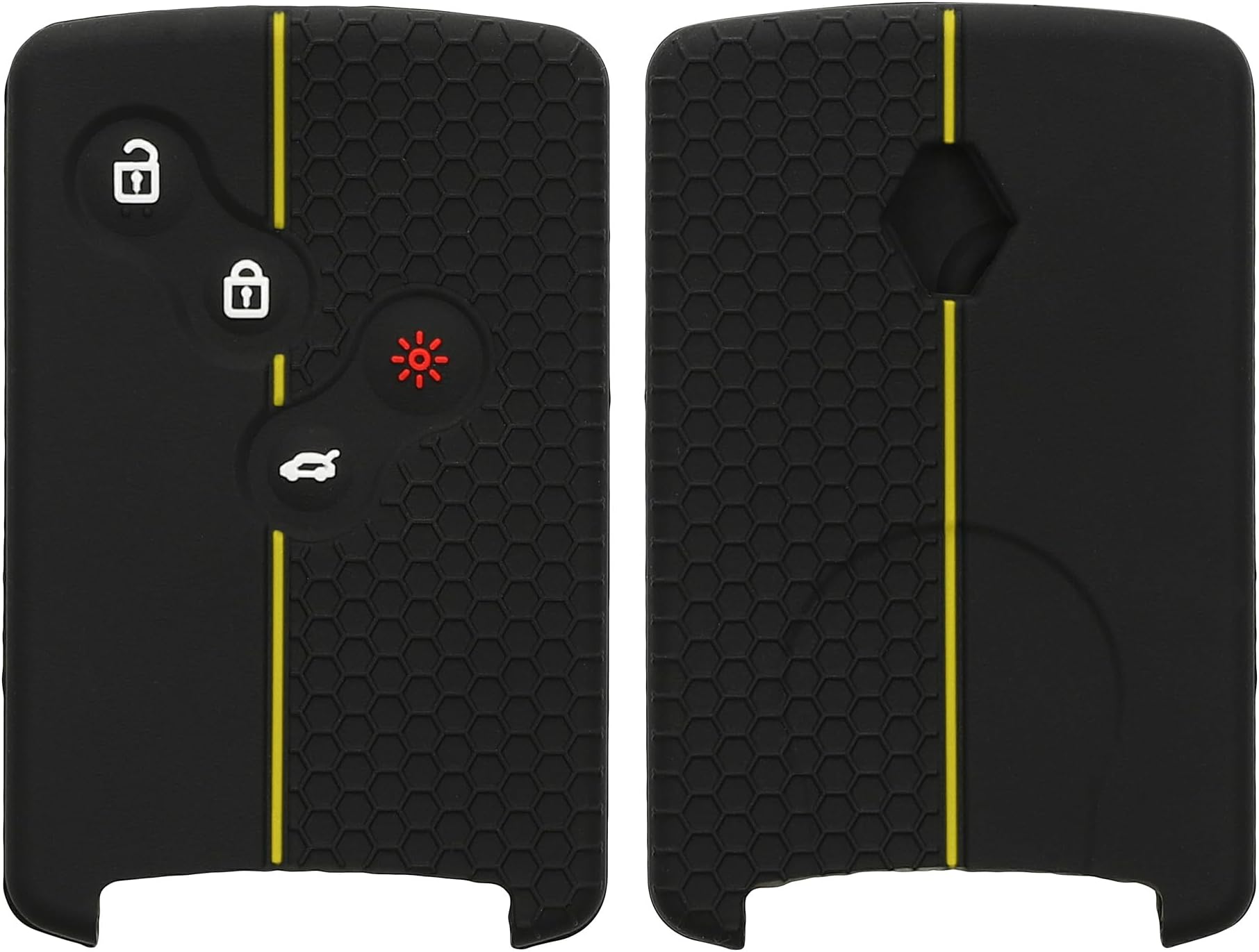 kwmobile Car Key Cover Compatible with Renault 4 Button Car Key (only Keyless Go) Key Cover - Silicone Protective Car Key Fob Case - Black/Yellow