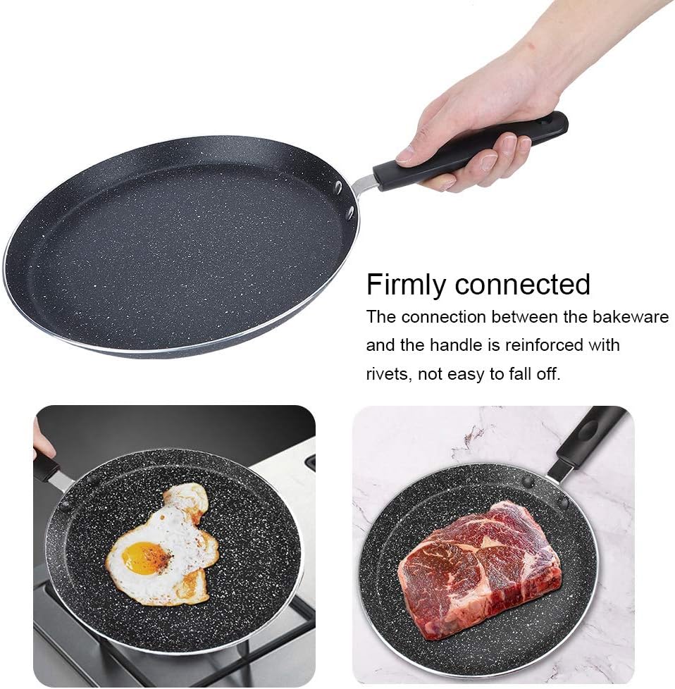 Joyzan Nonstick Crepe Pan, Egg Flat Frying Maker Omelet Skillet Aluminum Pancake Pot Induction Stove Compatible Cooking Tool for Griddle Roti Omelette Tortillas Crispy Tawa Dosa Kitchen Home Cookware