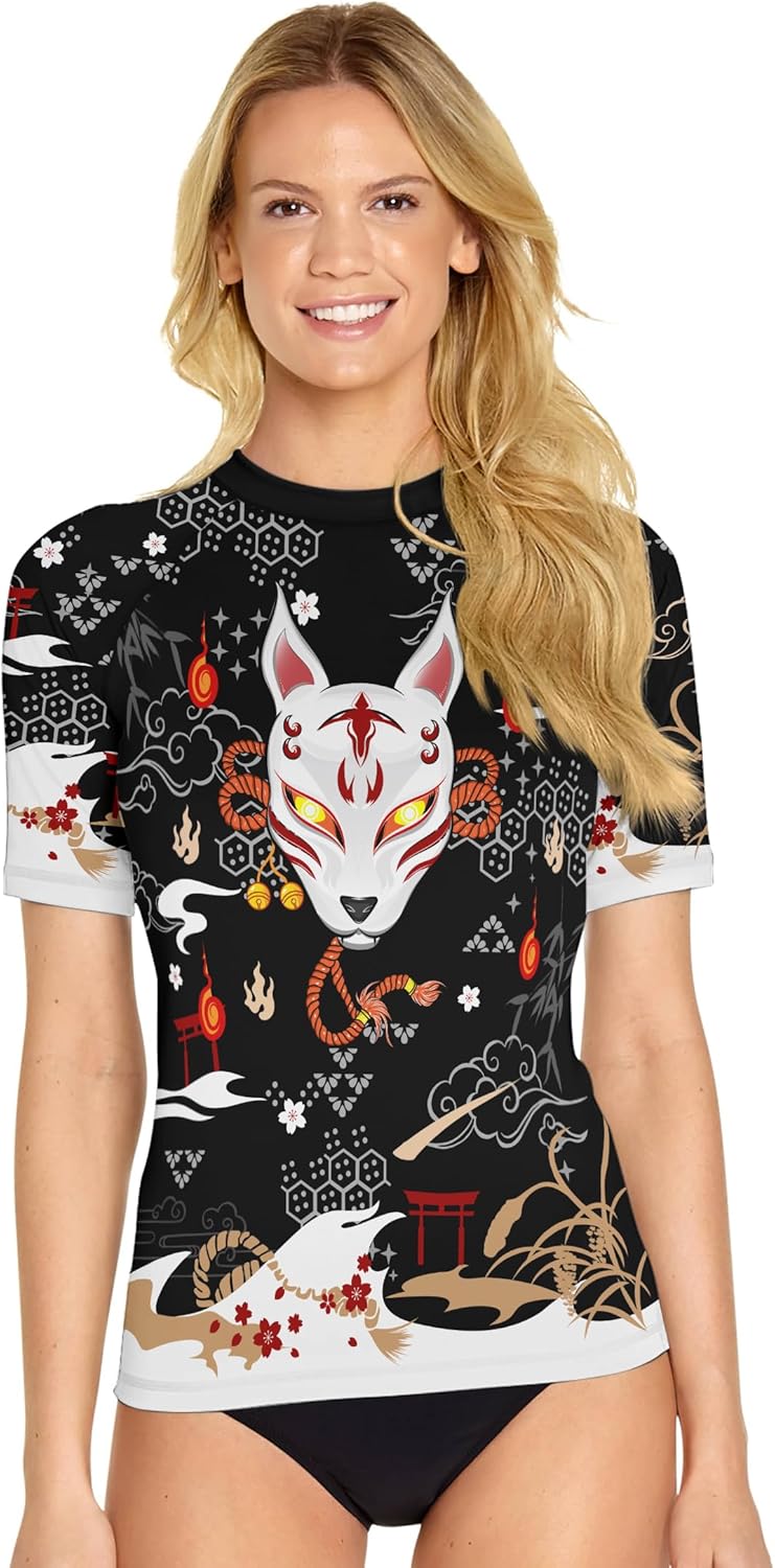 Mythic Samurai Women's Rash Guard Shirts Short Sleeve, Baselayer Compression Shirt for Jiu Jitsu MMA