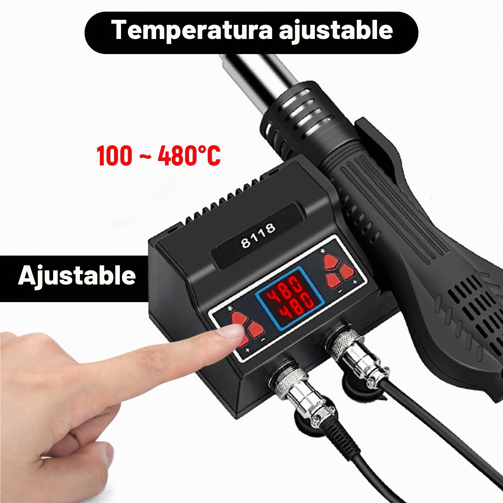 Estación de soldadura de aire caliente 2 en 1, kit de estación | soldadura digital LED de 700W con 5 puntas de soldadura adicionales y 3 boquillas de aire caliente, estación de retrabajo