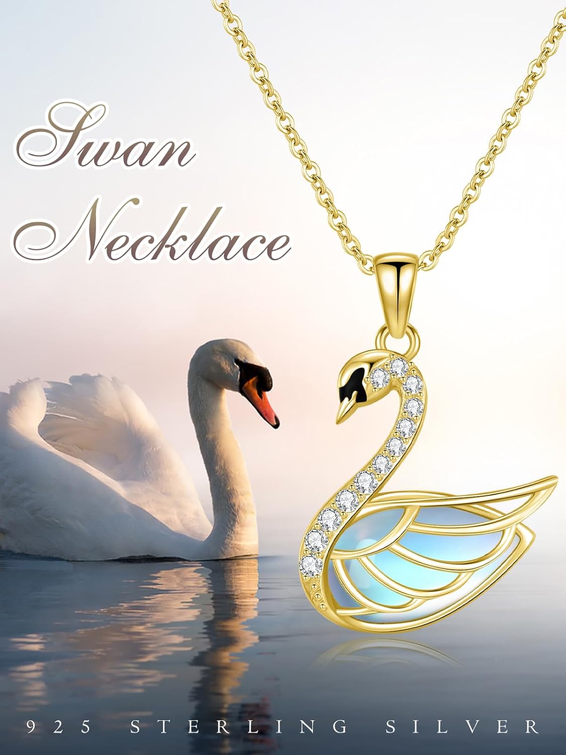 Dreamboat Sterling Silver Swan Necklace for Women Bird Necklace Pendant Elegant Delicate Swan Jewelry Gifts - Image 6