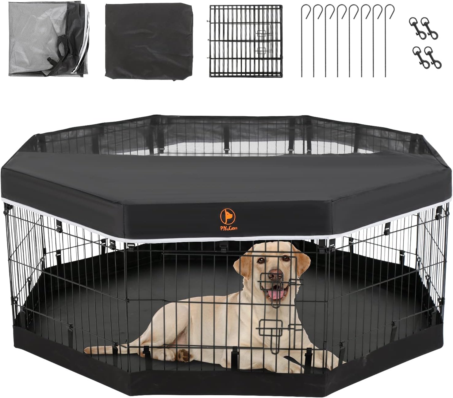Foldable Pet Fence，PJYuCien 8 Panels 30" H Puppy Playpen