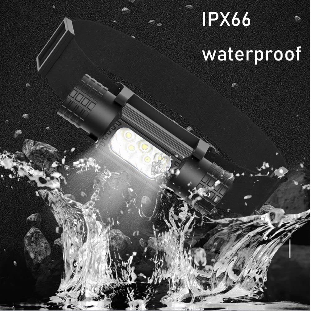 LED Headlamp Rechargeable, IPX66 Waterproof LED Headlamp for Adults with 7 Modes, USB-C Rechargeable Headlamp for Outdoor Camping, Running, Hiking, Reading(Battery not Included).