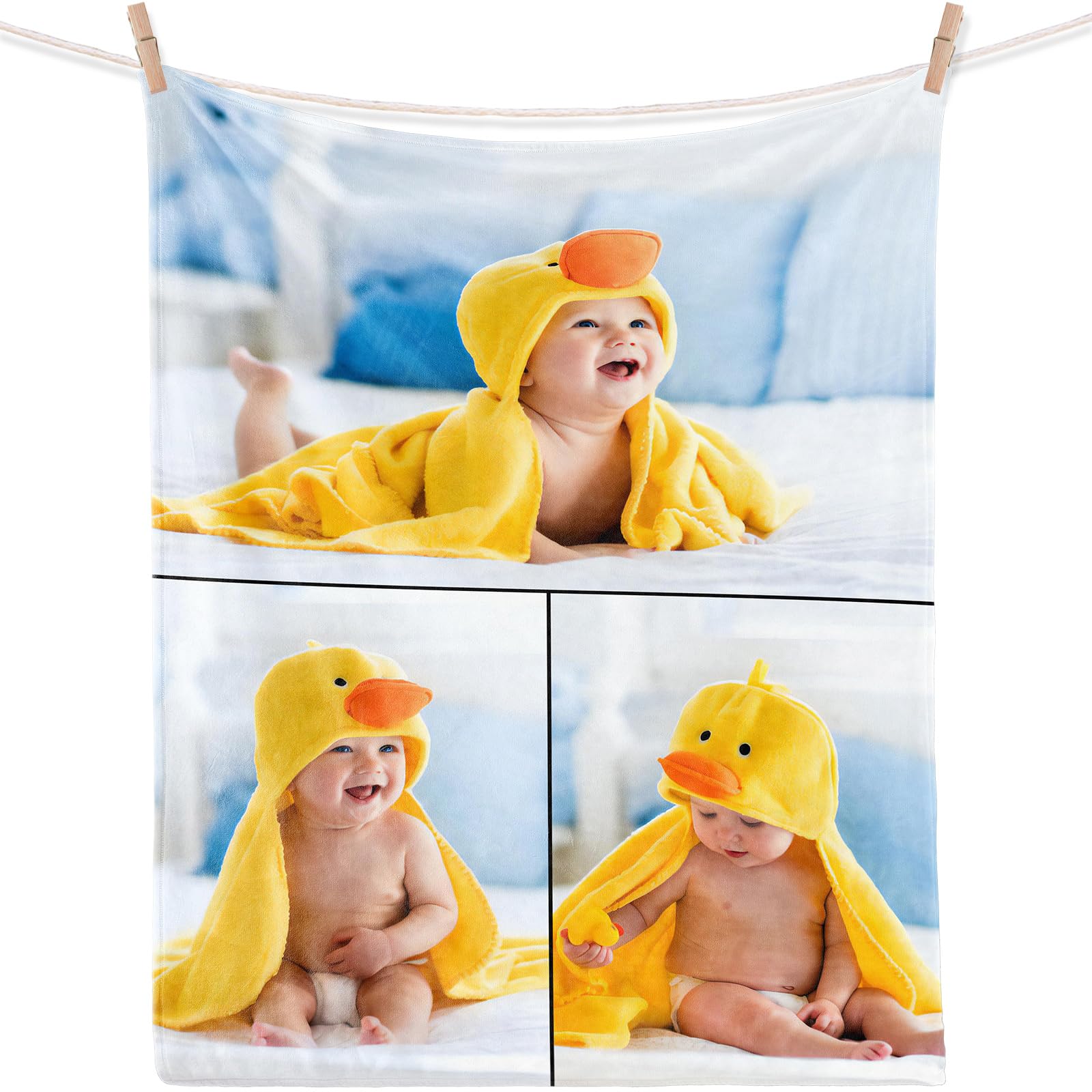 iDIY Personalised blanket with photo text- personalised gifts, custom photo blanket, personalised blanket, Gifts for Baby, Kids, Daughters, Sons Gifts for Him and Her 3 photos