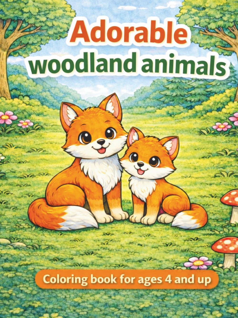 Adorable Woodland Animals Colouring Book for Kids Ages 4 and Up: Cute Fox, Owl, Rabbit and Forest Animals to Colour | Easy and Fun Coloring Pages for Boys and Girls