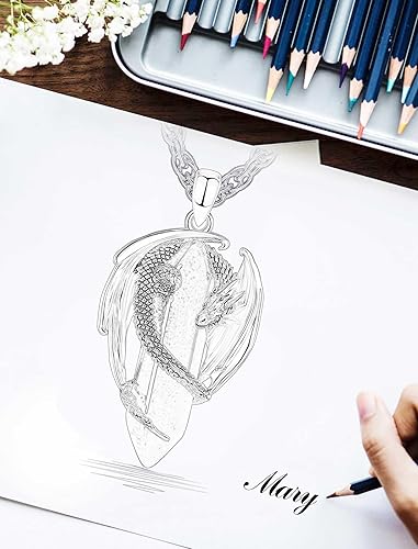 Miniatura 8 de CELESTIA Collar de dragón de cobre chapado en plata, 7 chakras, cuarzo rosa, turquesa, obsidiana, amatista, malaquita, cristal blanco, jade