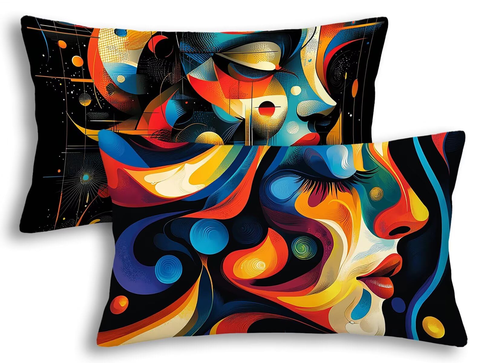 Taie d'oreiller 40x80 pour le canapé du salon : lot de 2 housses déco abstraites