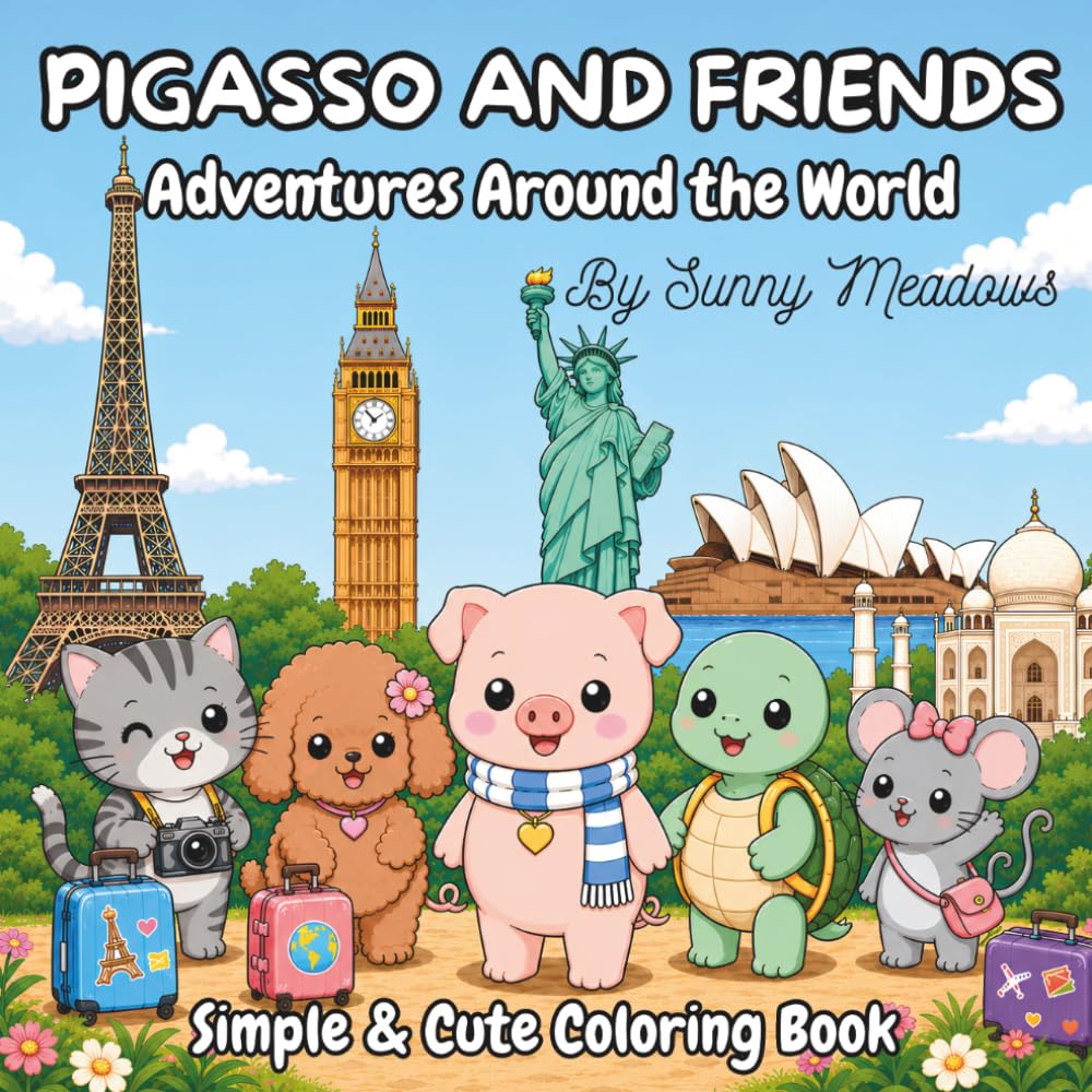 Pigasso & Friends - Adventures Around the World: Simple and cute coloring book