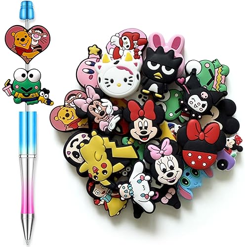 25Pcs Cute Cartoon Silicone Beads for DIY Jewelry, Anime Decorative Focal Beads for Necklaces, Bracelets, Keychains, Pen Making & Craft Projects