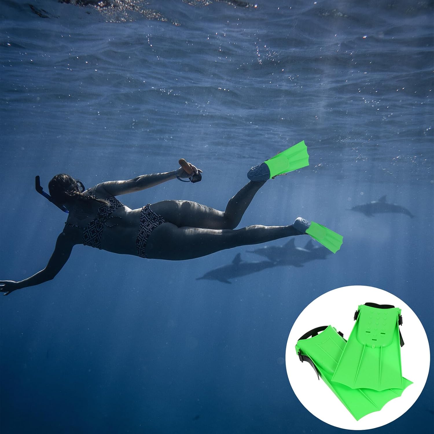 Unisex Rubber Swim Flippers for Adults Short Flexible Blades with Non-Slip Concave Bottom Ergonomic Foot Protection Swim Equipment for Training Snorkeling and Diving