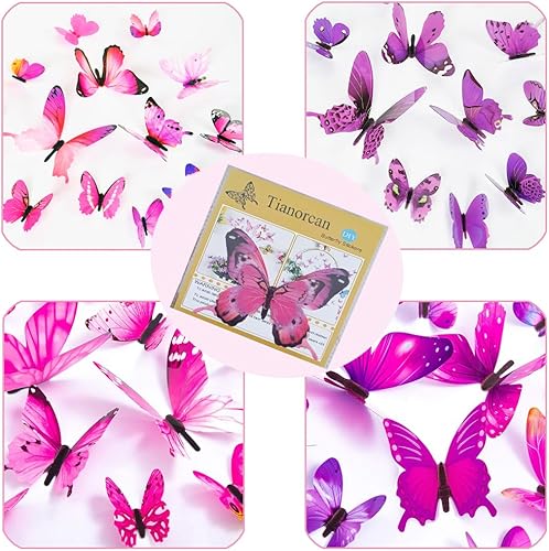 Miniatura 2 de 48 calcomanías de pared de mariposas 3D para pared, calcomanías de pared para decoración del hogar, habitación, habitación del bebé, decoración del